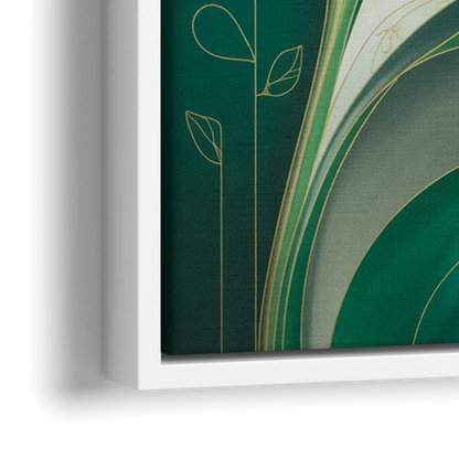Opulent Nature Harmony Green Abstract - Close-Up White Frame Canvas