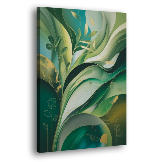 Opulent Nature Harmony Green Abstract Side - Canvas Wall Art