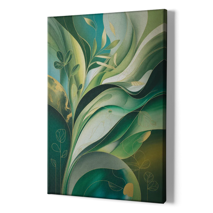 Opulent Nature Harmony Green Abstract - Canvas Print Art Sides