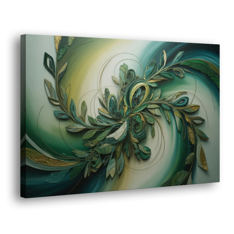 Opulent Natures Flow Green Abstract - Canvas Wall Art - Side