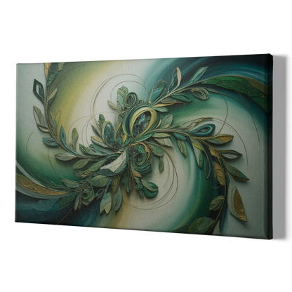 Opulent Natures Flow Green Abstract - Canvas Print Art Sides
