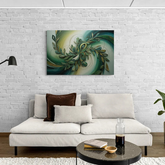 Opulent Natures Flow Green Abstract - Canvas Wall Art Living Room