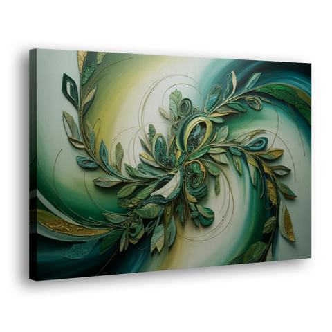 Opulent Natures Flow Green Abstract - Canvas Wall Art