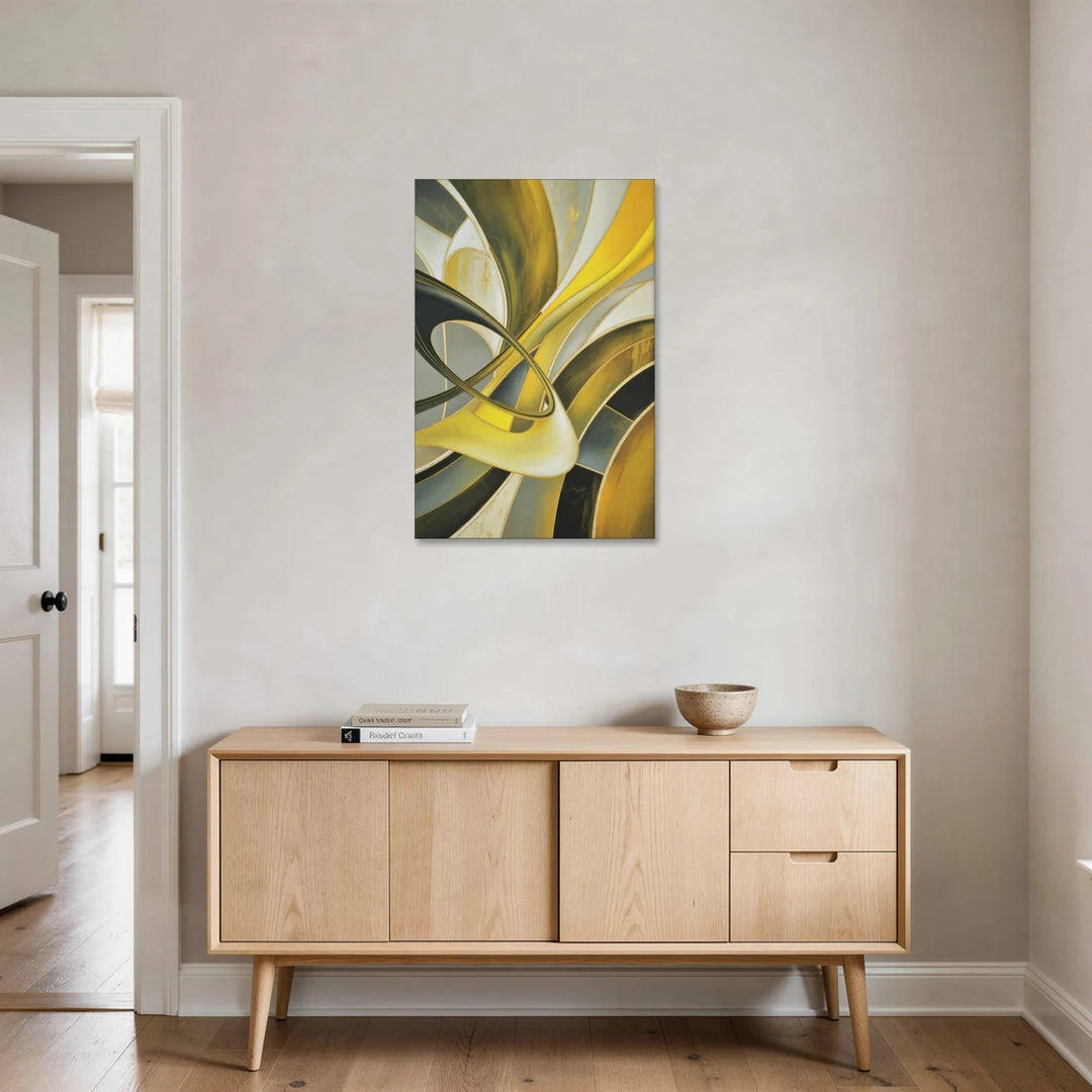 Opulent Resonance Yellow and Grey Abstract - Canvas Wall Art - Coffee Table - 24x36