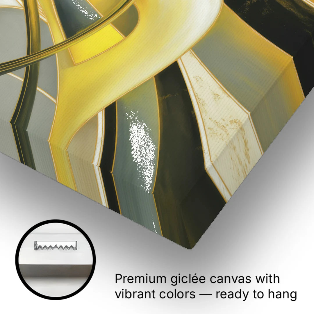 Opulent Resonance Yellow and Grey Abstract - Canvas Wall Art - Gallery Wrap Corner
