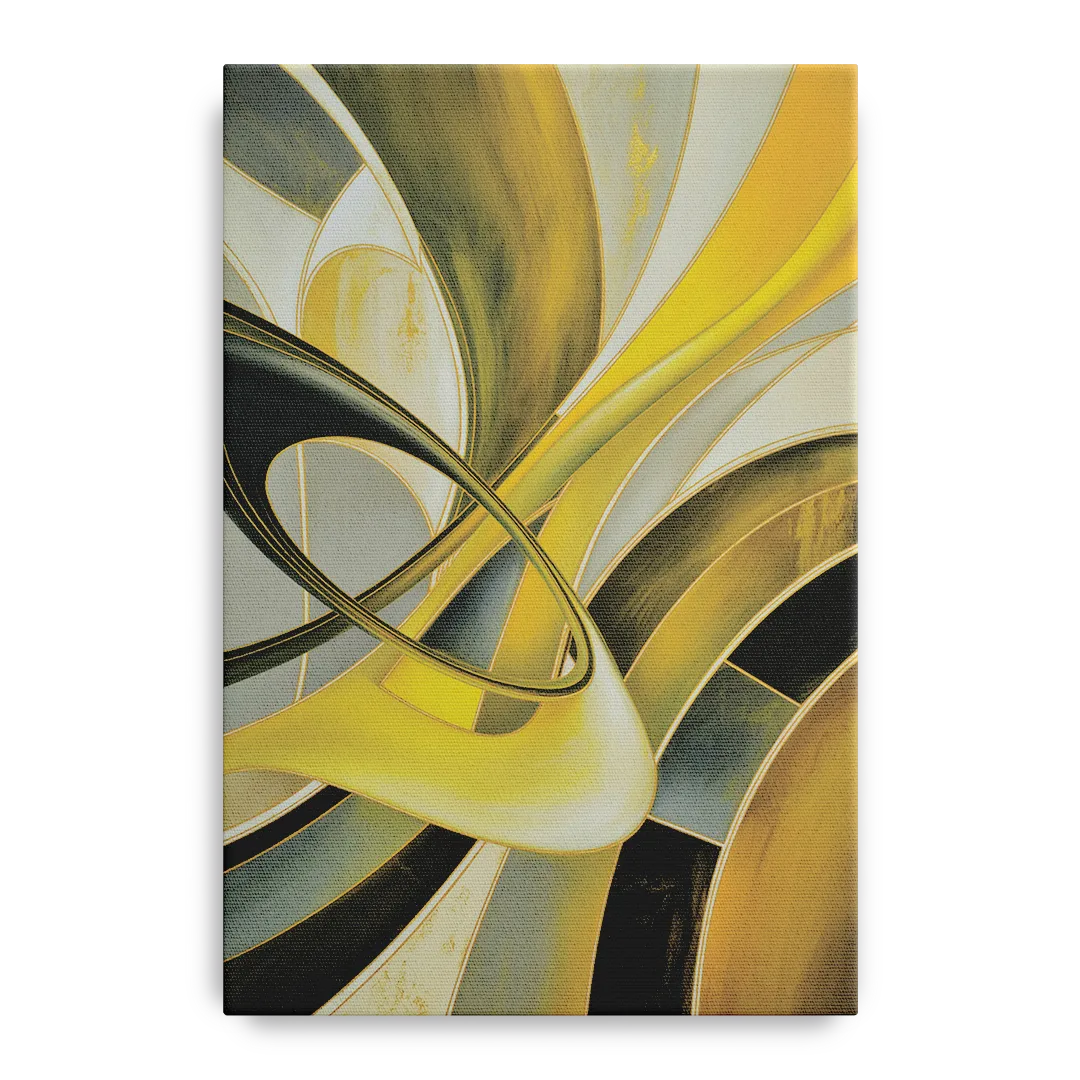 Opulent Resonance Yellow and Grey Abstract Front - Canvas Wall Art