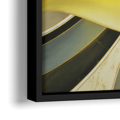 Opulent Resonance Yellow and Grey Abstract - Close-Up Black Frame Canvas