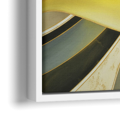 Opulent Resonance Yellow and Grey Abstract - Close-Up White Frame Canvas