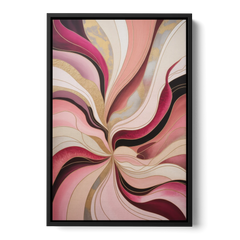 Opulent Serenity Pink Abstract - Black Framed Canvas Wall Art - Front