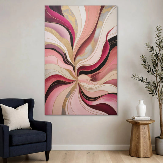 Opulent Serenity Pink Abstract - Canvas Wall Art - Sofa - 40x60