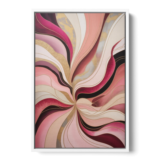 Opulent Serenity Pink Abstract - White Framed Canvas Wall Art - Front