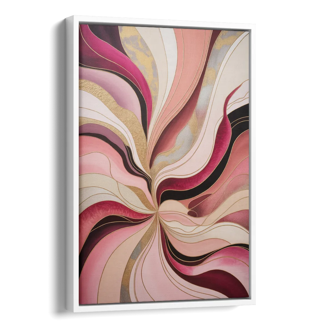 Opulent Serenity Pink Abstract Side - White Canvas Wall Art
