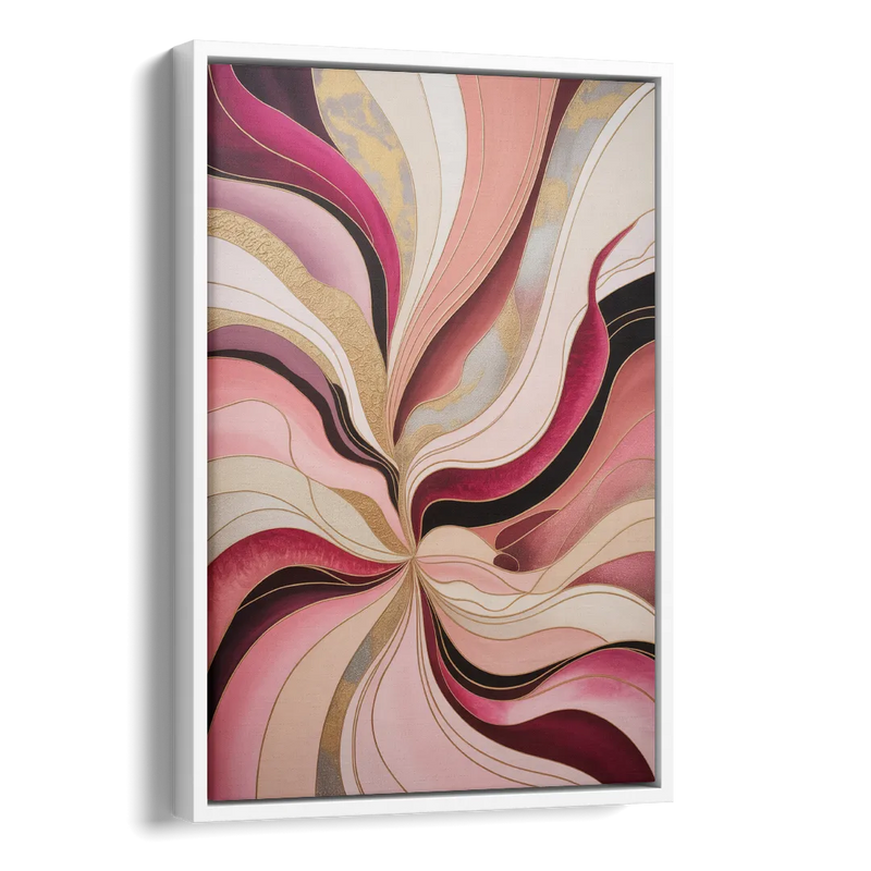 Opulent Serenity Pink Abstract Side - White Canvas Wall Art