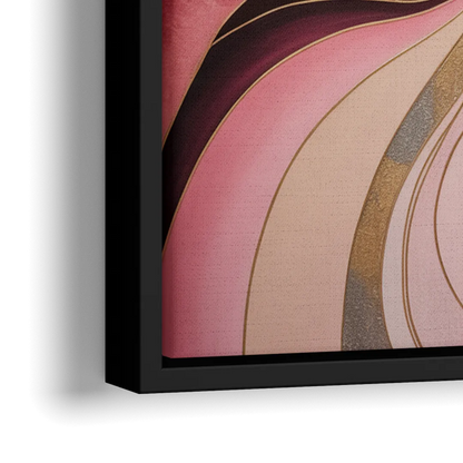 Opulent Serenity Pink Abstract - Close-Up Black Frame Canvas