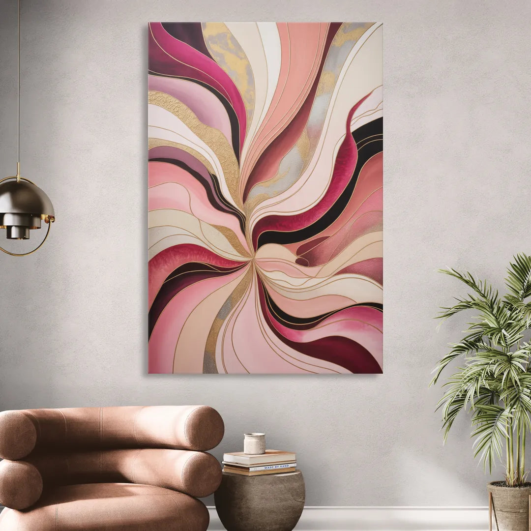 Opulent Serenity Pink Abstract Sitting Room - Canvas Wall Art