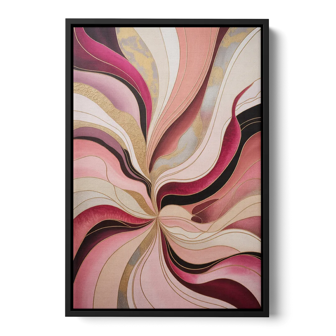 Opulent Serenity Pink Abstract Front - Black Canvas Wall Art