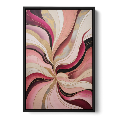 Opulent Serenity Pink Abstract Front - Black Canvas Wall Art