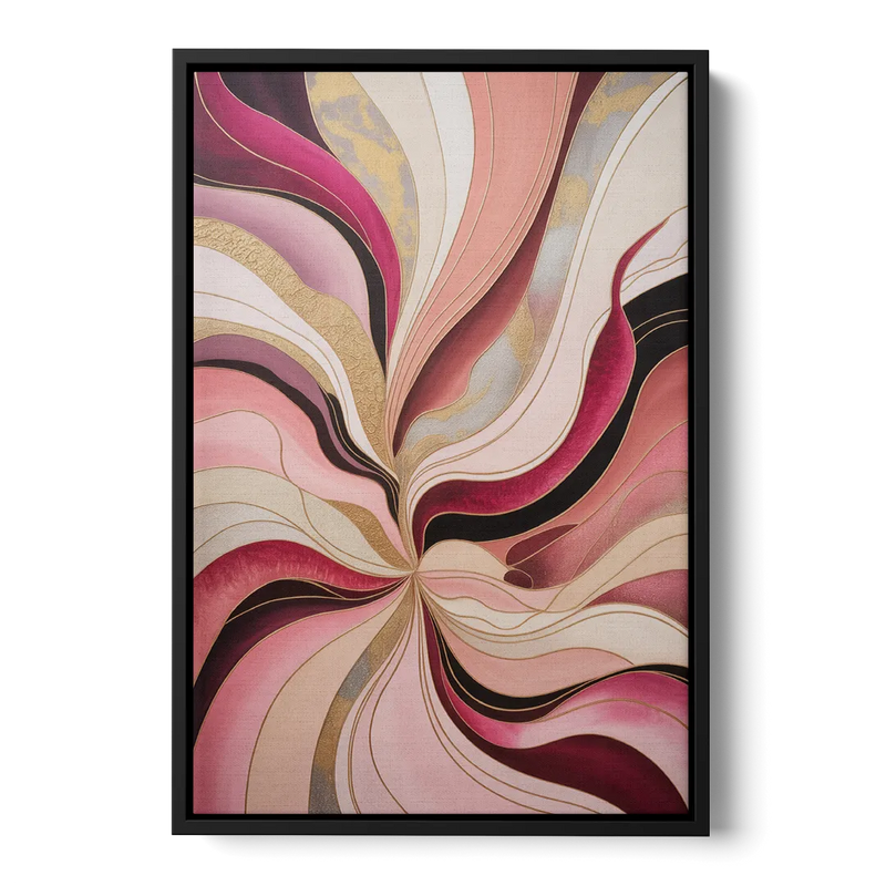 Opulent Serenity Pink Abstract Front - Black Canvas Wall Art