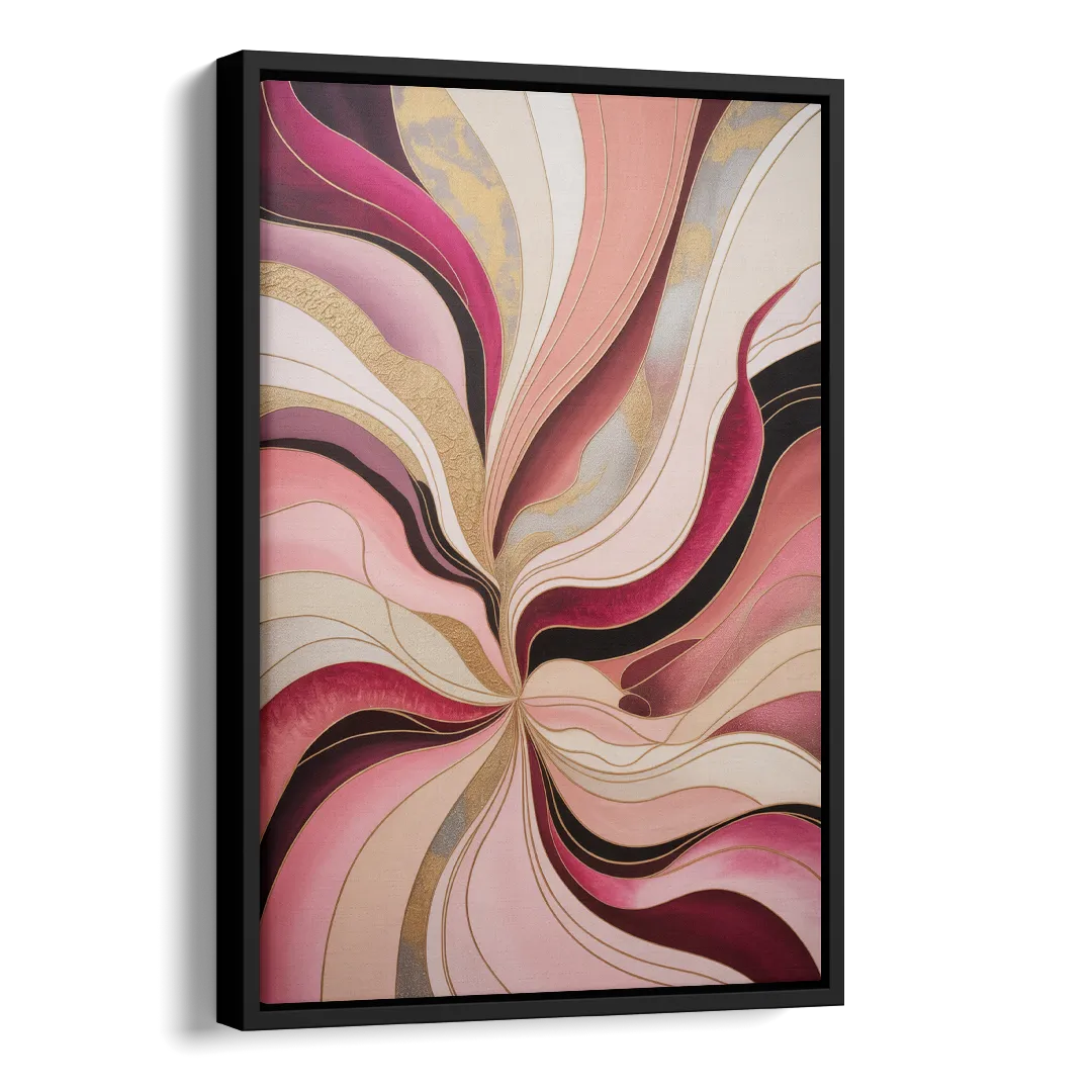 Opulent Serenity Pink Abstract Side - Black Canvas Wall Art
