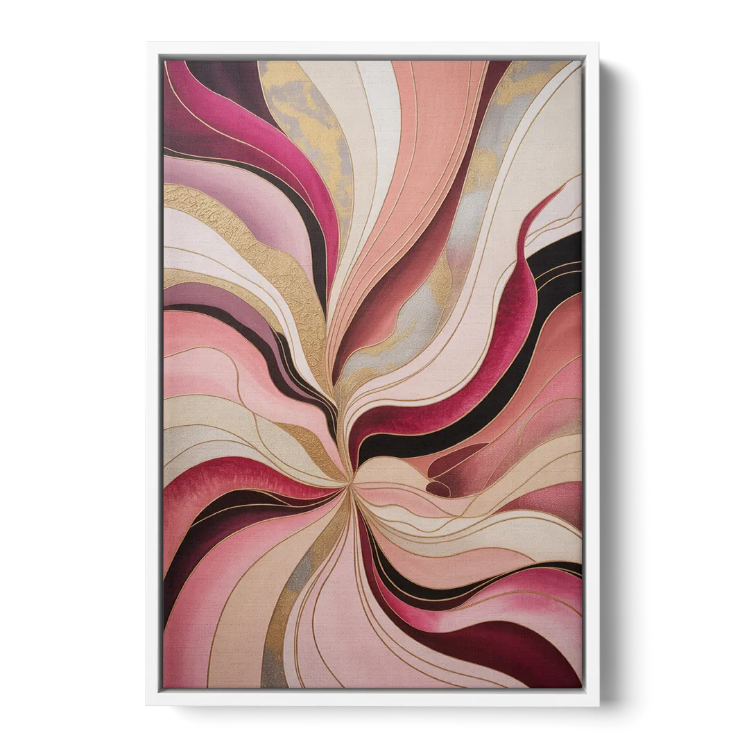 Opulent Serenity Pink Abstract Front - White Canvas Wall Art