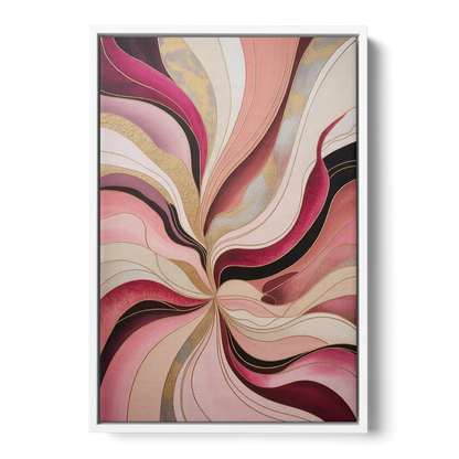 Opulent Serenity Pink Abstract Front - White Canvas Wall Art