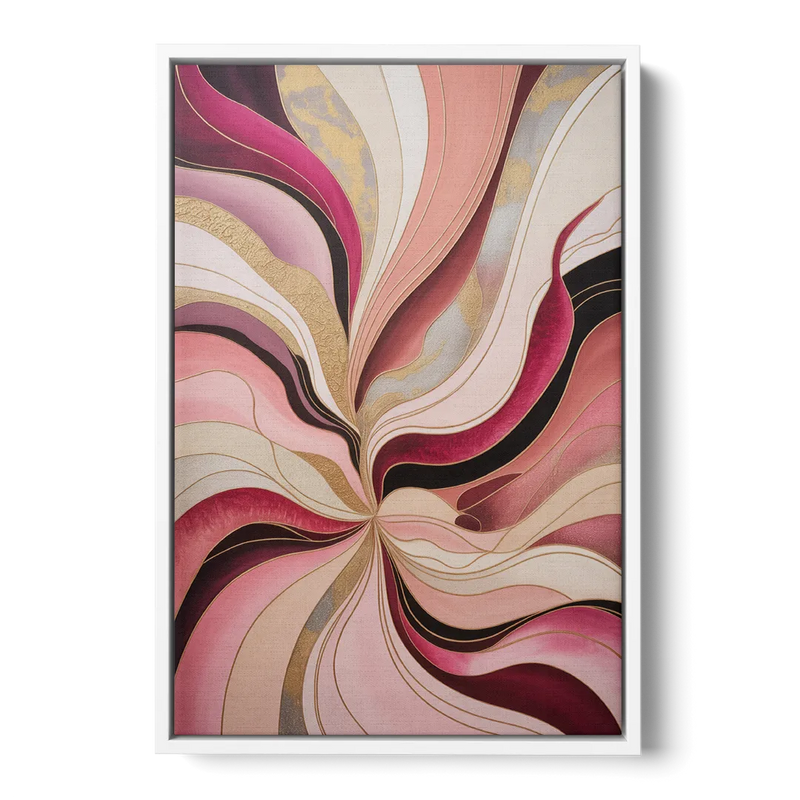 Opulent Serenity Pink Abstract Front - White Canvas Wall Art
