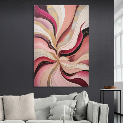 Opulent Serenity Pink Abstract Living Room - Canvas Wall Art