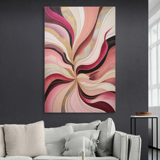 Opulent Serenity Pink Abstract Living Room - Canvas Wall Art