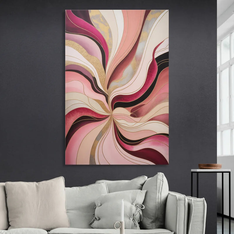 Opulent Serenity Pink Abstract Living Room - Canvas Wall Art