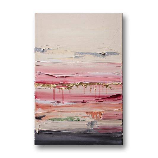 Opulent Serenity Pink and Gold Abstract - Canvas Wall Art - Front