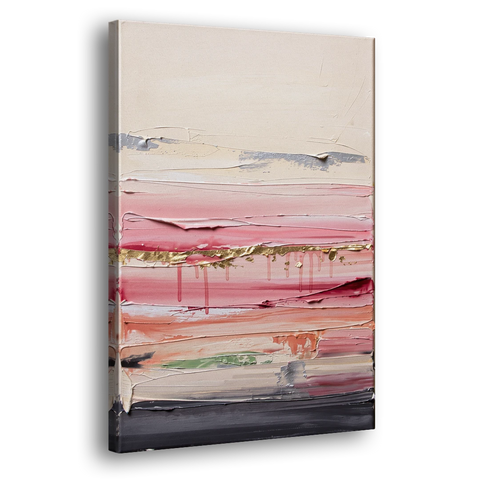Opulent Serenity Pink and Gold Abstract - Canvas Wall Art - Side