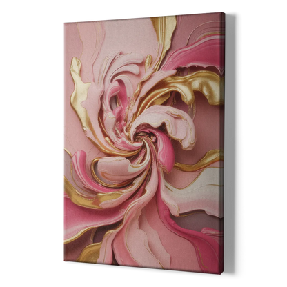 Opulent Serenity Pink and Gold Abstract - Canvas Print Art Sides