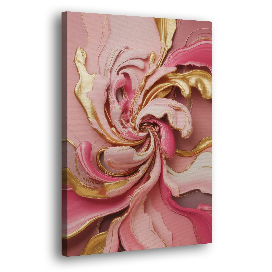 Opulent Serenity Pink and Gold Abstract Side - Canvas Wall Art