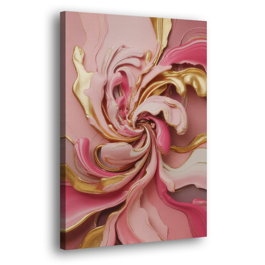 Opulent Serenity Pink and Gold Abstract Side - Canvas Wall Art
