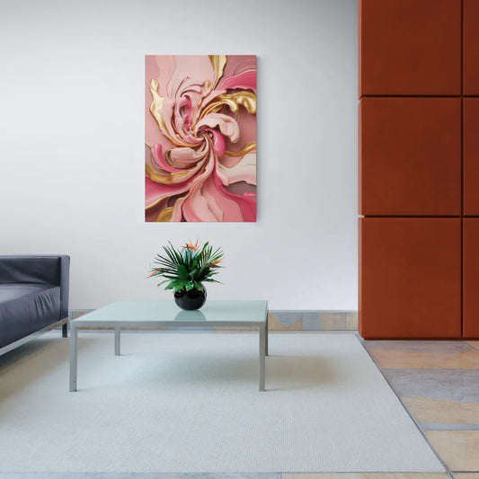 Opulent Serenity Pink and Gold Abstract - Canvas Wall Art Living Room