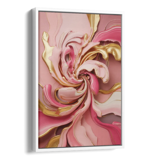 Opulent Serenity Pink and Gold Abstract Side - White Canvas Wall Art