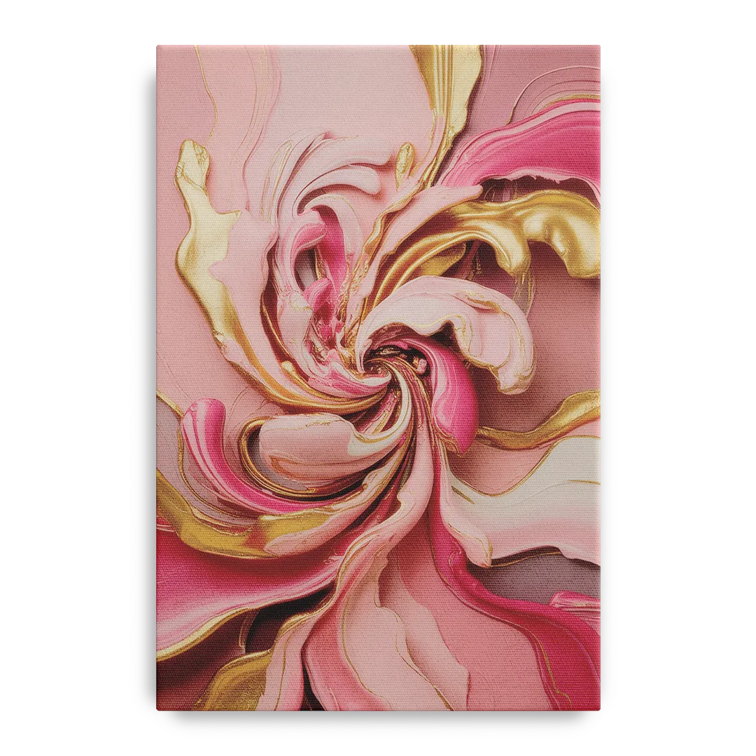 Opulent Serenity Pink and Gold Abstract Front - Canvas Wall Art