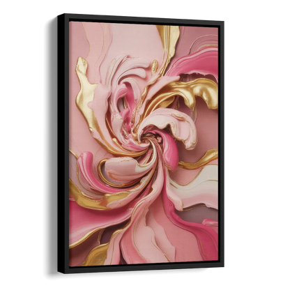 Opulent Serenity Pink and Gold Abstract Side - Black Canvas Wall Art