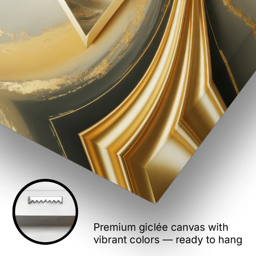 Opulent Streams Gold Abstract - Canvas Wall Art - Gallery Wrap Corner