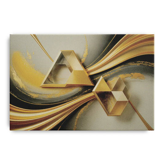 Opulent Streams Gold Abstract - Canvas Wall Art