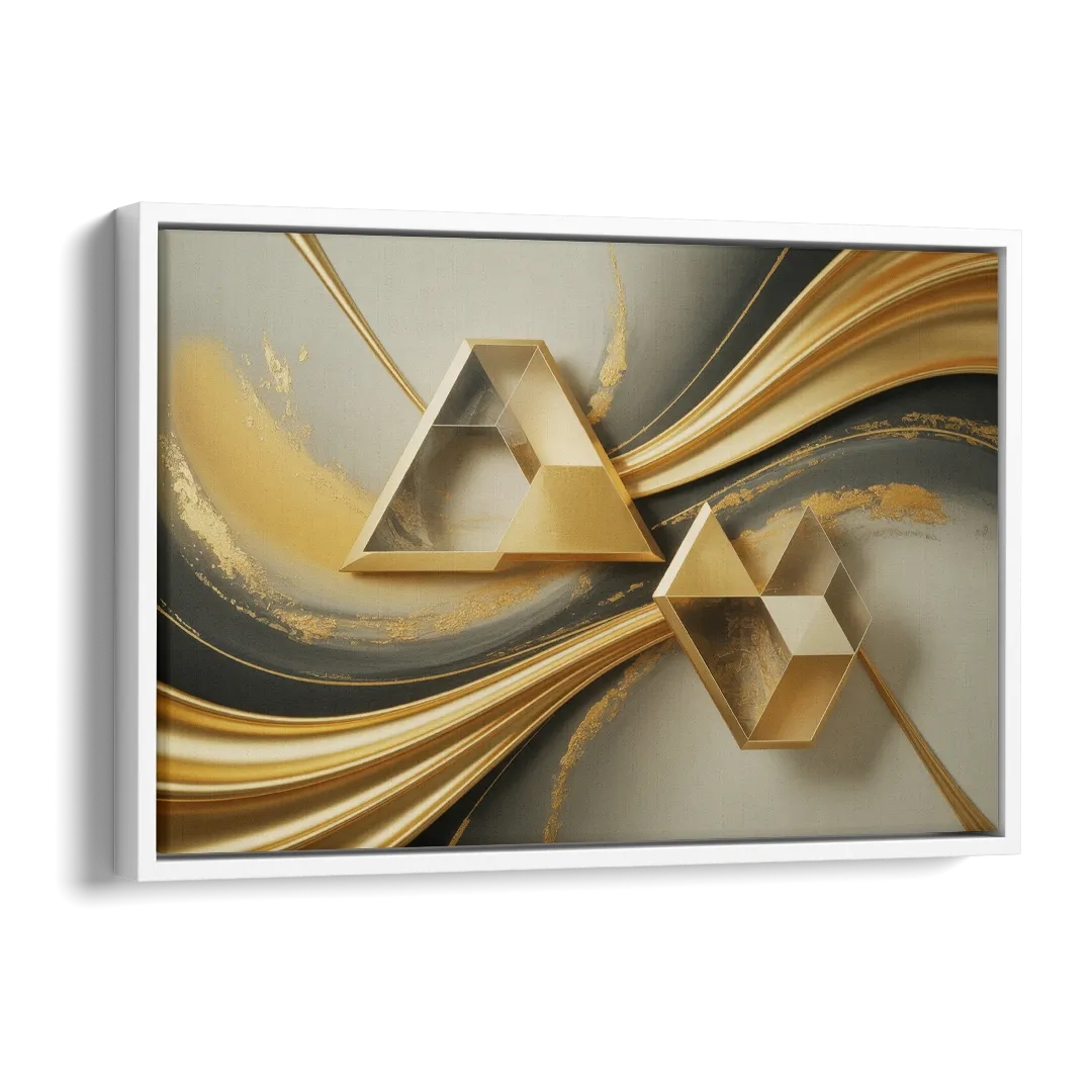 Opulent Streams Gold Abstract Side - White Canvas Wall Art