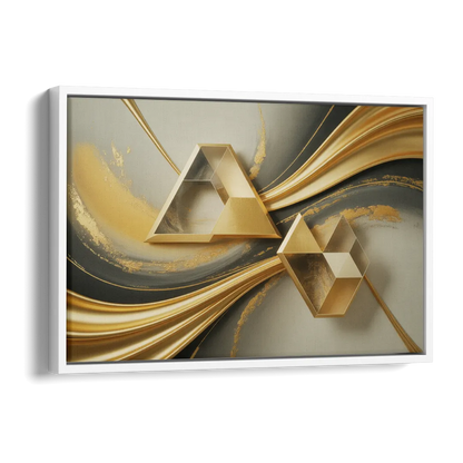 Opulent Streams Gold Abstract Side - White Canvas Wall Art