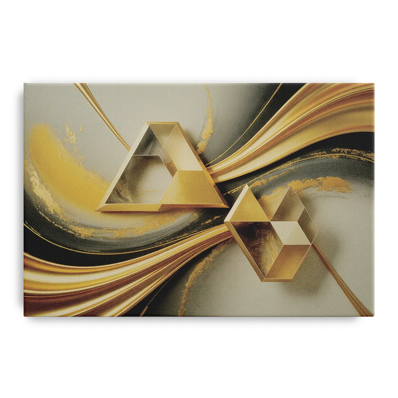 Opulent Streams Gold Abstract Front - Canvas Wall Art