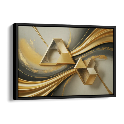 Opulent Streams Gold Abstract Side - Black Canvas Wall Art