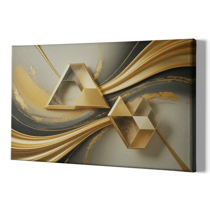 Opulent Streams Gold Abstract - Canvas Print Art Sides