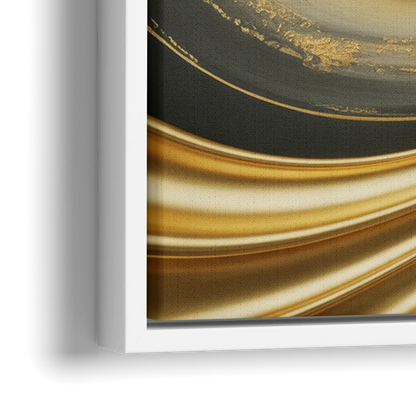 Opulent Streams Gold Abstract - Close-Up White Frame Canvas