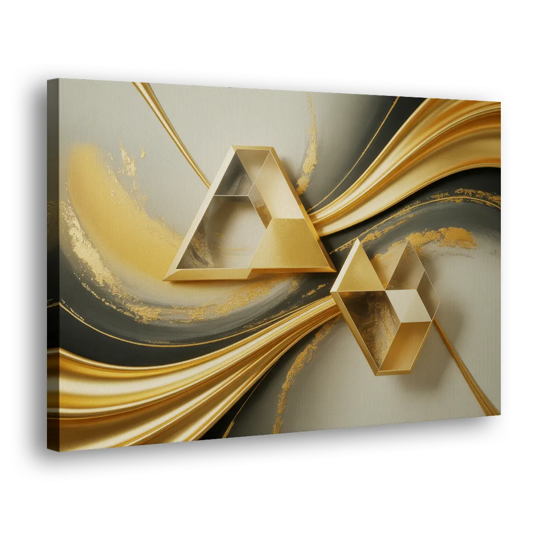 Opulent Streams Gold Abstract Side - Canvas Wall Art
