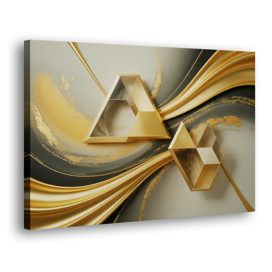 Opulent Streams Gold Abstract Side - Canvas Wall Art