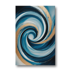 Opulent Swirl Blue and Gold Abstract - Canvas Wall Art - Front