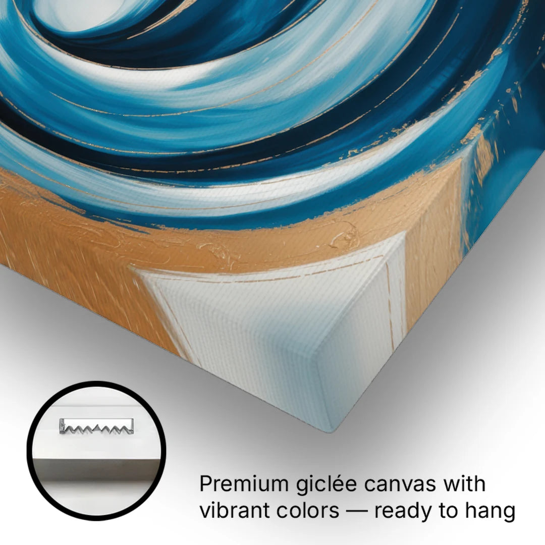 Opulent Swirl Blue and Gold Abstract - Canvas Wall Art - Gallery Wrap Corner